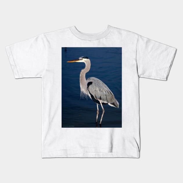 Evening Heron Kids T-Shirt by BadHabitsLounge